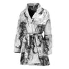 Black And White Jellyfish Pattern Print Women's Bathrobe