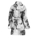 Black And White Jellyfish Pattern Print Women's Bathrobe