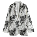 Black And White Jellyfish Pattern Print Women's Blazer