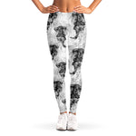 Black And White Jellyfish Pattern Print Women's Leggings