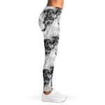 Black And White Jellyfish Pattern Print Women's Leggings