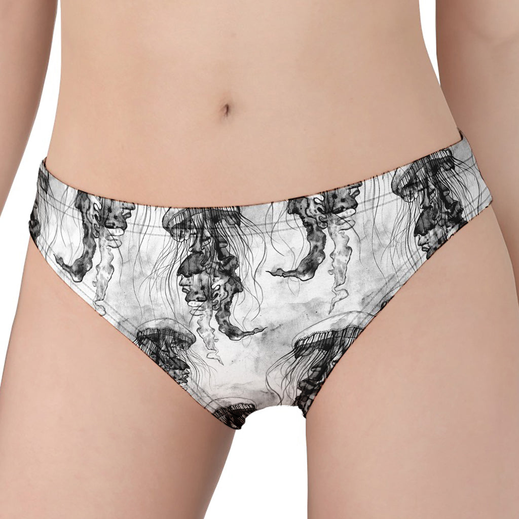 Black And White Jellyfish Pattern Print Women's Panties