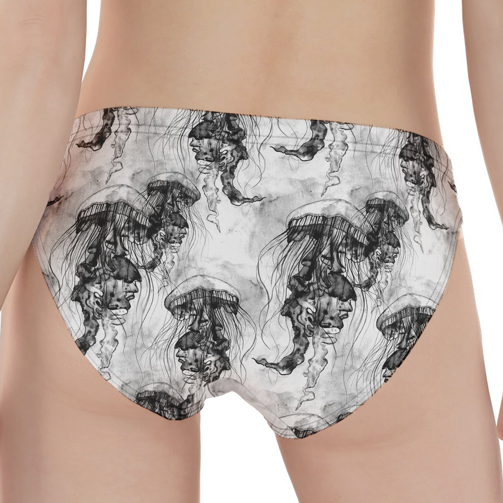 Black And White Jellyfish Pattern Print Women's Panties