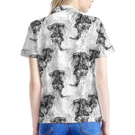 Black And White Jellyfish Pattern Print Women's Polo Shirt