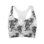 Black And White Jellyfish Pattern Print Women's Sports Bra