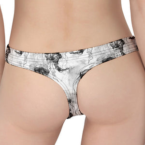 Black And White Jellyfish Pattern Print Women's Thong