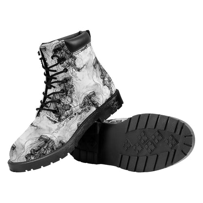 Black And White Jellyfish Pattern Print Work Boots