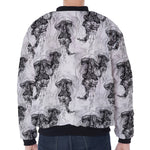 Black And White Jellyfish Pattern Print Zip Sleeve Bomber Jacket