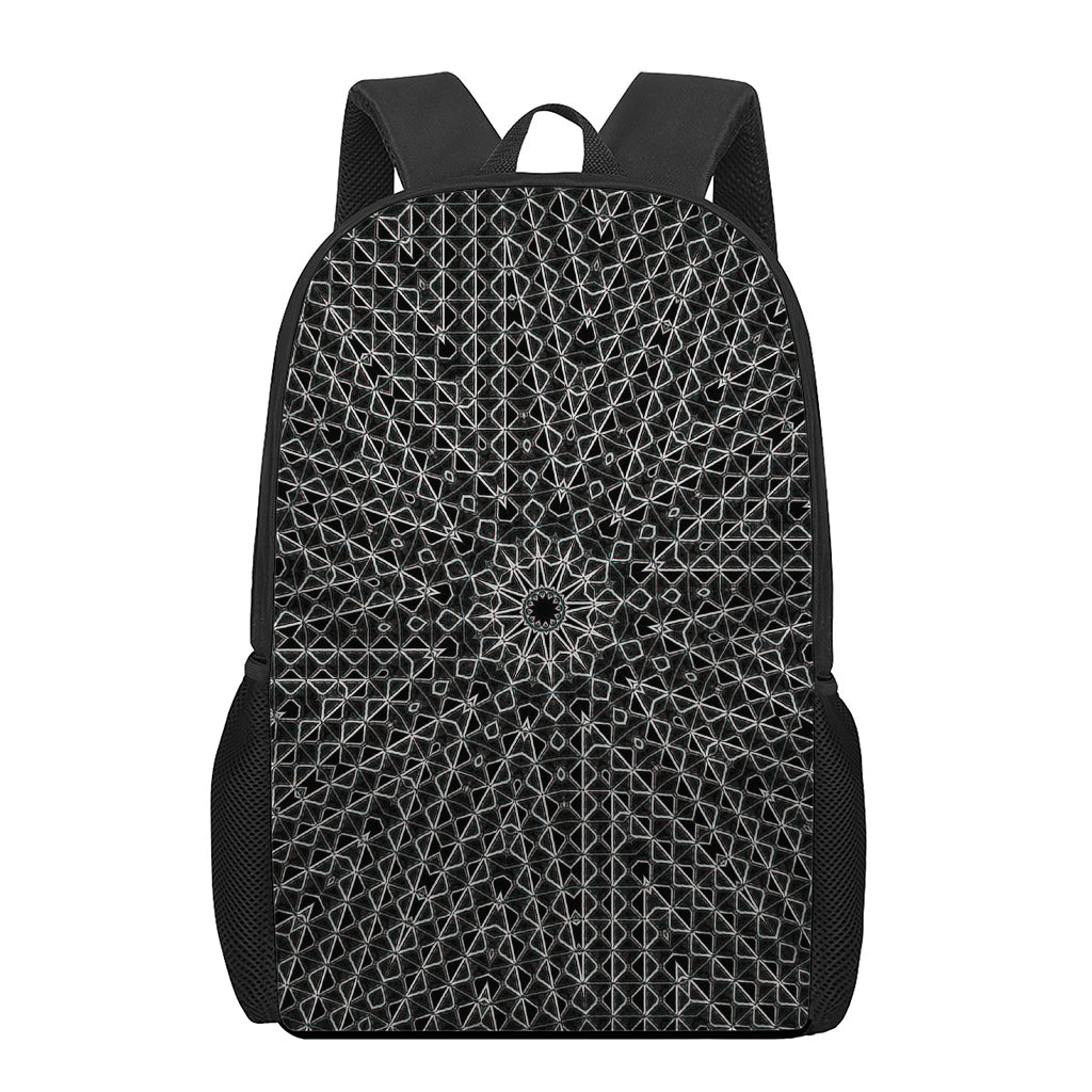 Black And White Kaleidoscope Print 17 Inch Backpack