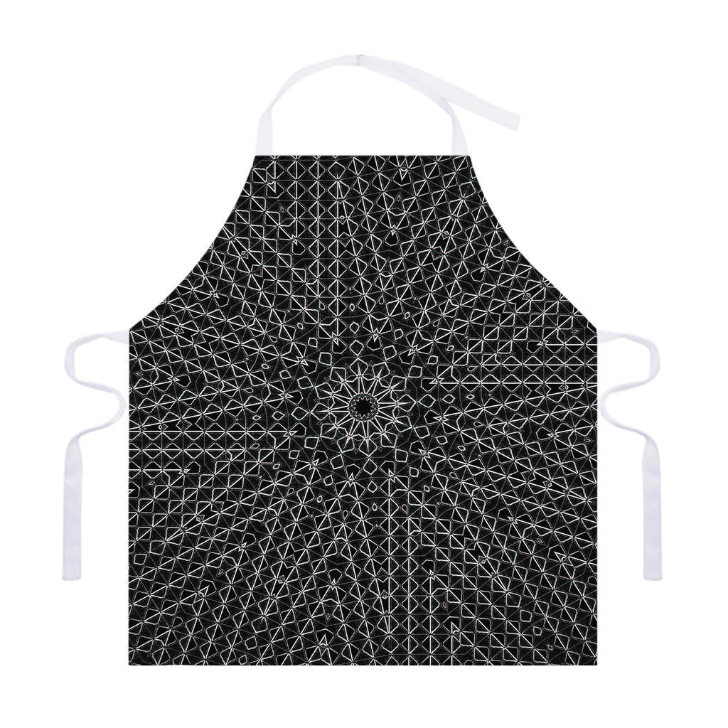 Black And White Kaleidoscope Print Adjustable Apron