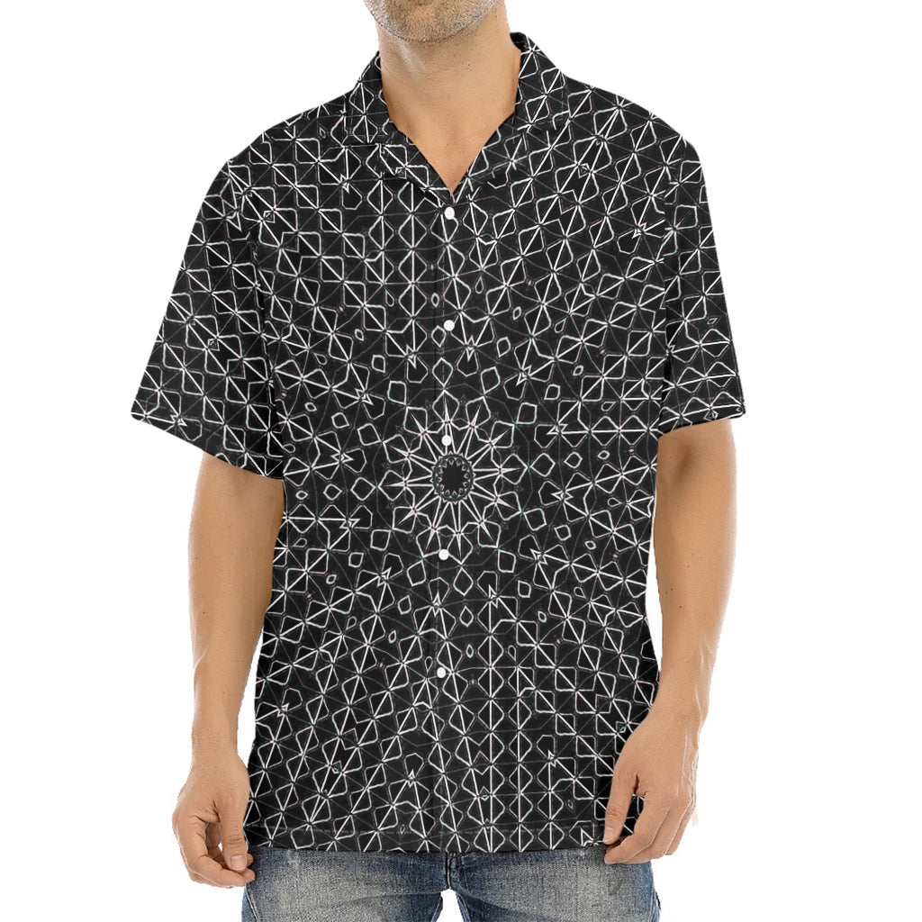 Black And White Kaleidoscope Print Aloha Shirt