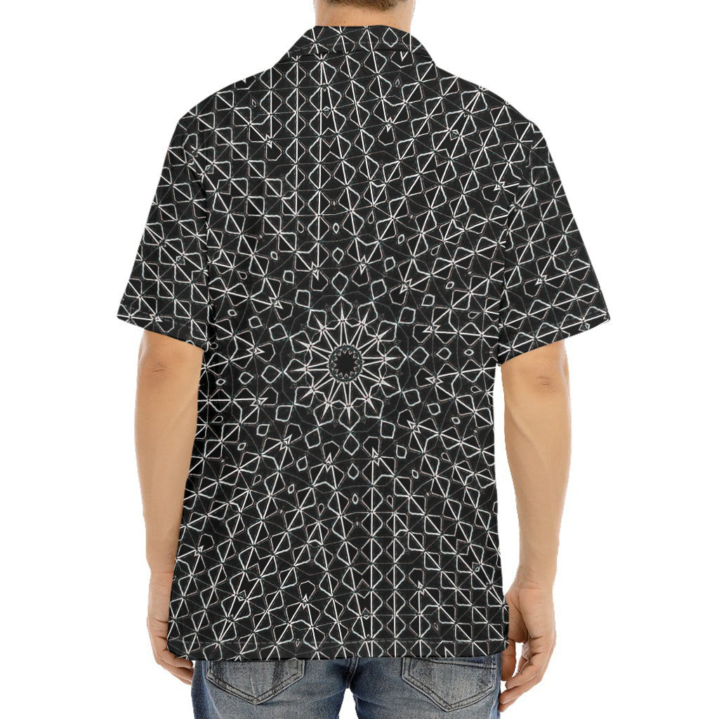 Black And White Kaleidoscope Print Aloha Shirt