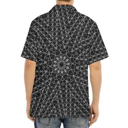 Black And White Kaleidoscope Print Aloha Shirt