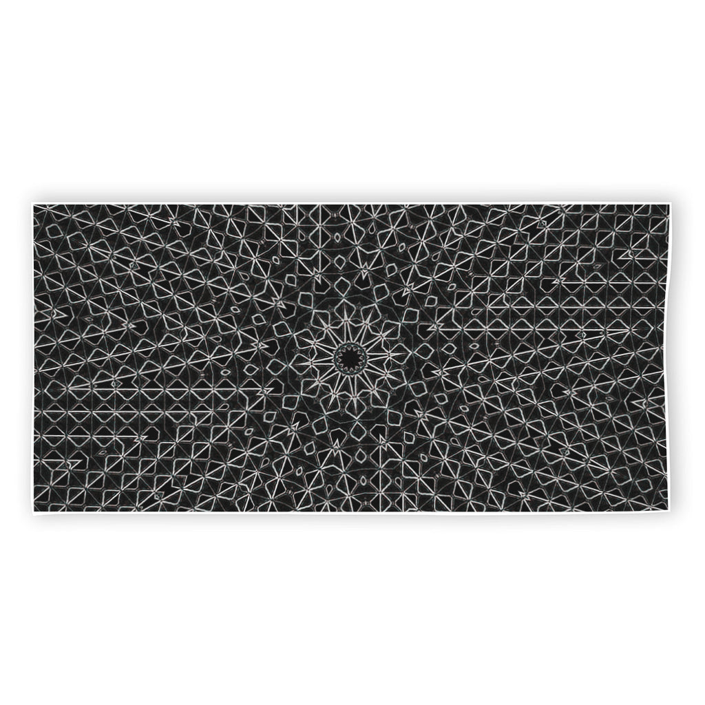 Black And White Kaleidoscope Print Beach Towel