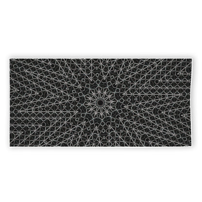 Black And White Kaleidoscope Print Beach Towel