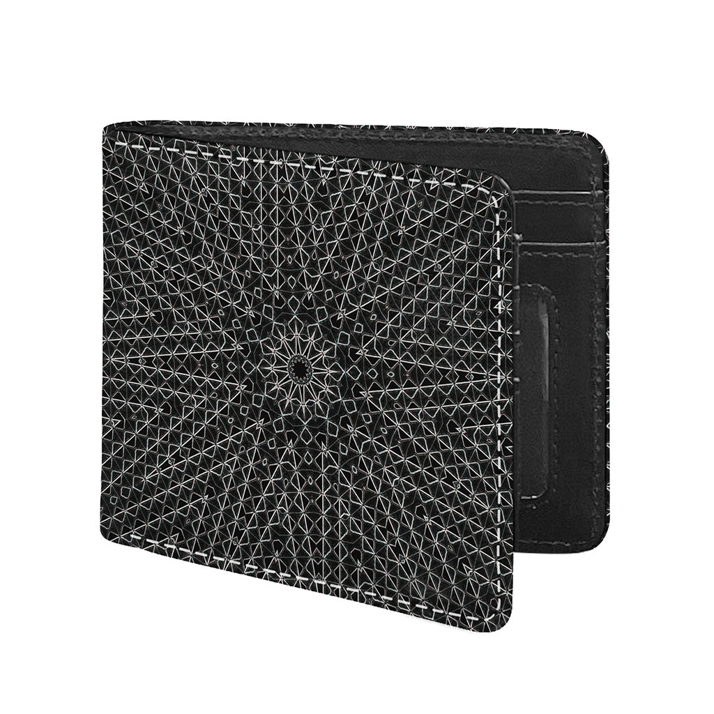 Black And White Kaleidoscope Print Bifold Wallet
