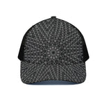 Black And White Kaleidoscope Print Black Mesh Trucker Cap