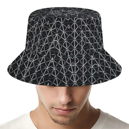 Black And White Kaleidoscope Print Bucket Hat