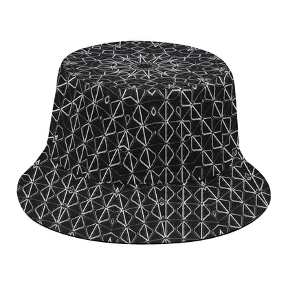 Black And White Kaleidoscope Print Bucket Hat