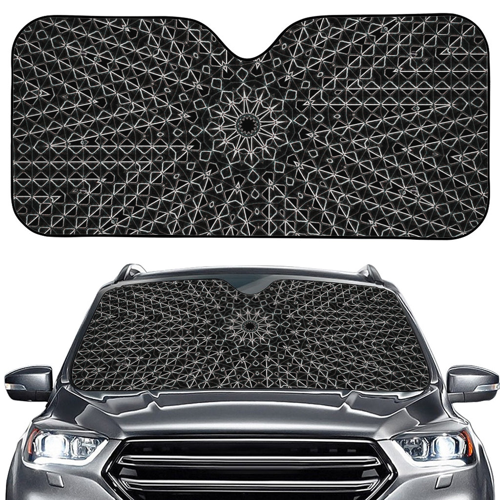 Black And White Kaleidoscope Print Car Windshield Sun Shade