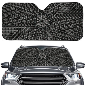 Black And White Kaleidoscope Print Car Windshield Sun Shade