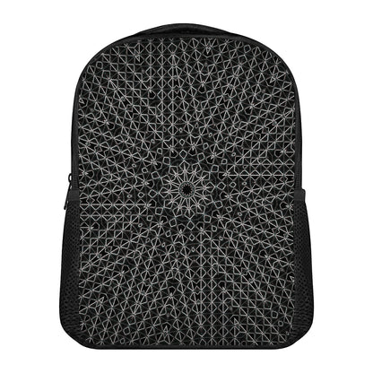 Black And White Kaleidoscope Print Casual Backpack