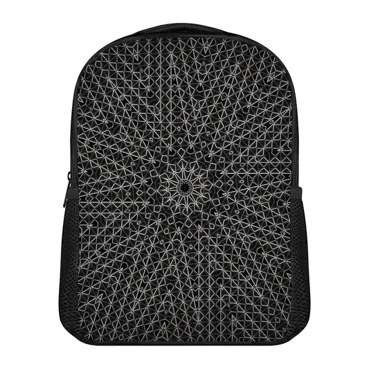 Black And White Kaleidoscope Print Casual Backpack