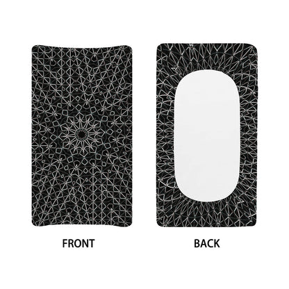 Black And White Kaleidoscope Print Changing Pad Cover
