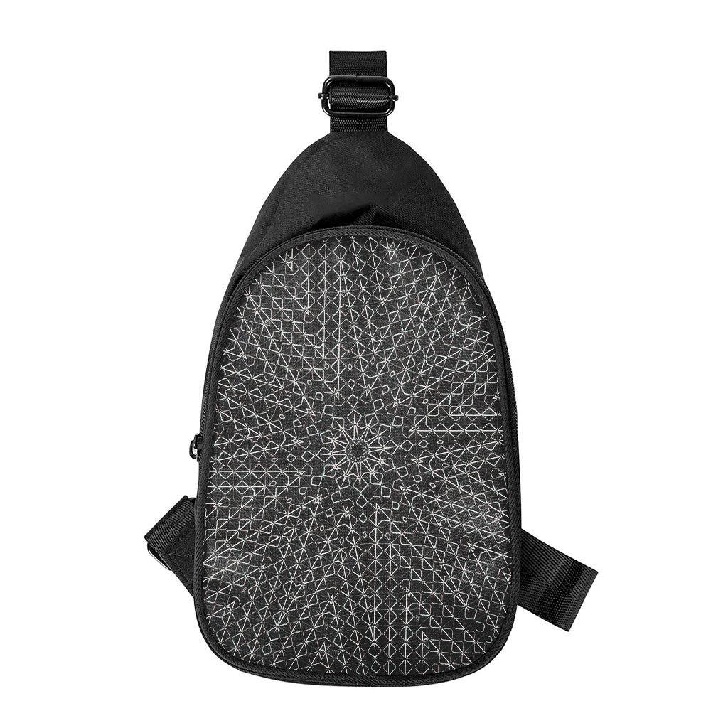 Black And White Kaleidoscope Print Chest Bag