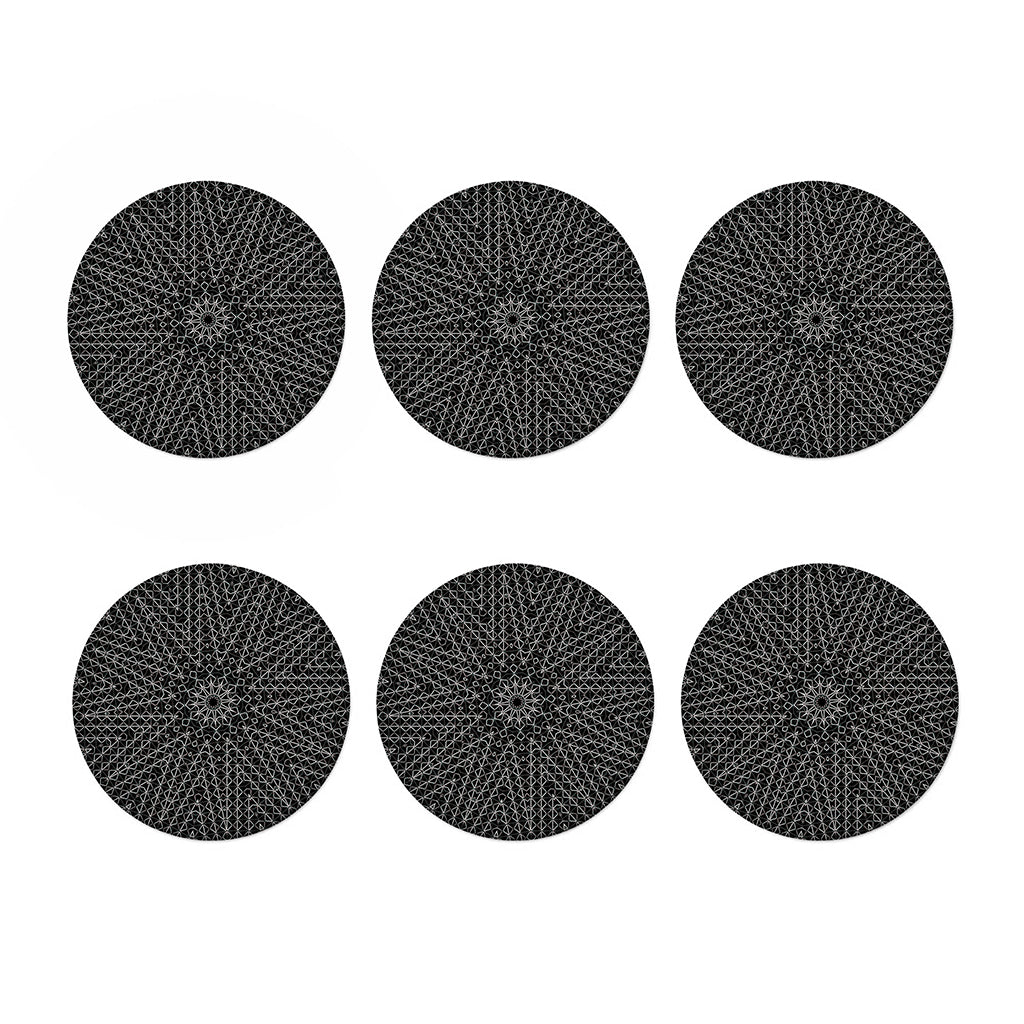 Black And White Kaleidoscope Print Coaster Set