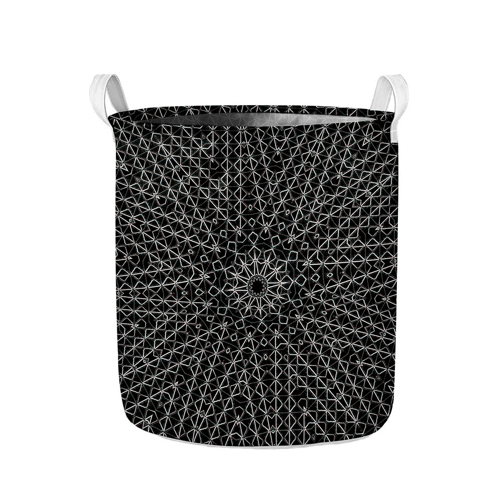 Black And White Kaleidoscope Print Collapsible Laundry Basket