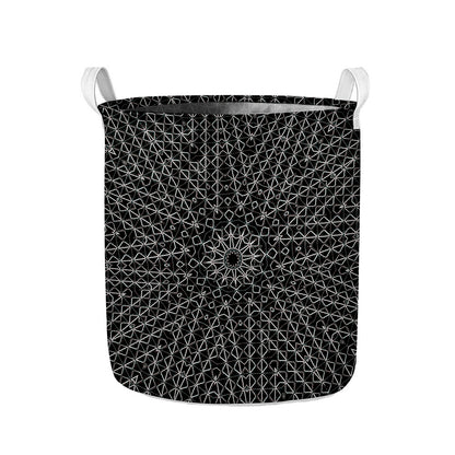 Black And White Kaleidoscope Print Collapsible Laundry Basket