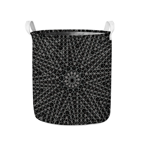 Black And White Kaleidoscope Print Collapsible Laundry Basket