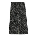 Black And White Kaleidoscope Print Cotton Front Slit Maxi Skirt