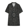 Black And White Kaleidoscope Print Cotton Hawaiian Shirt