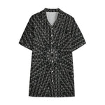 Black And White Kaleidoscope Print Cotton Hawaiian Shirt