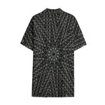 Black And White Kaleidoscope Print Cotton Hawaiian Shirt