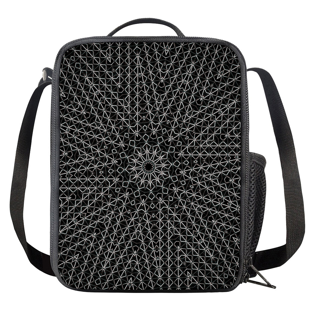 Black And White Kaleidoscope Print Crossbody Lunch Bag
