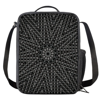 Black And White Kaleidoscope Print Crossbody Lunch Bag