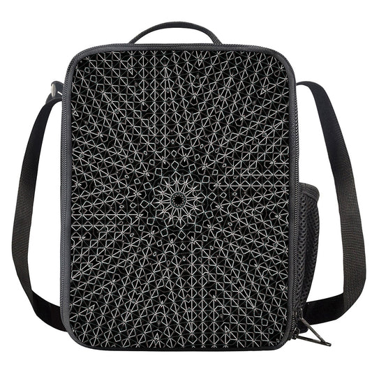 Black And White Kaleidoscope Print Crossbody Lunch Bag