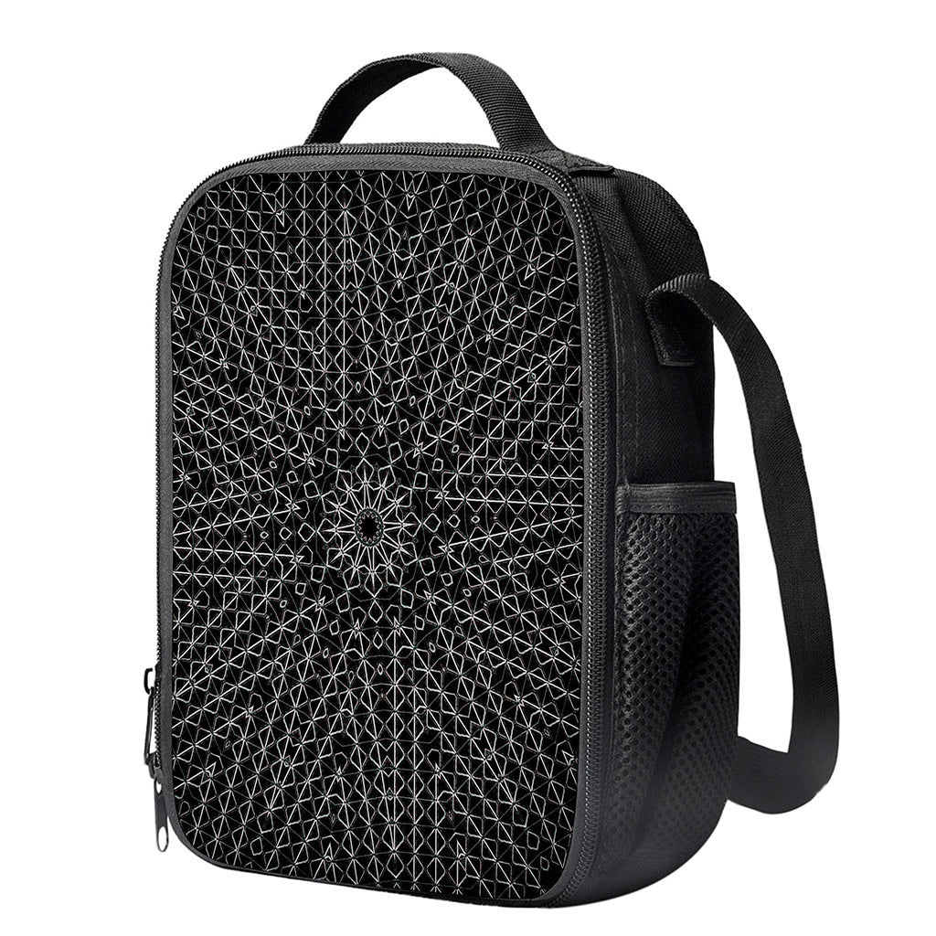 Black And White Kaleidoscope Print Crossbody Lunch Bag