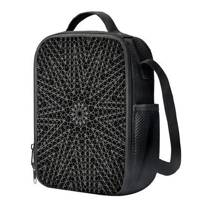 Black And White Kaleidoscope Print Crossbody Lunch Bag