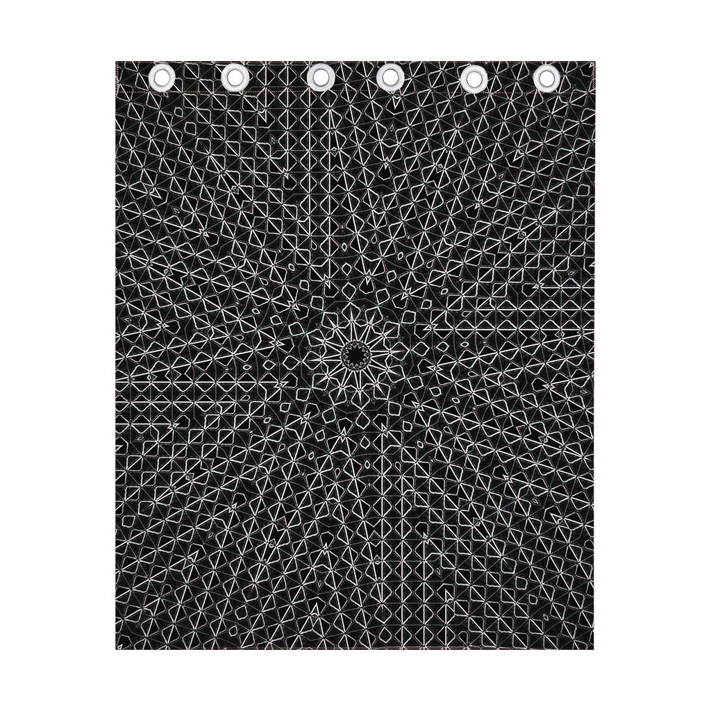 Black And White Kaleidoscope Print Curtain