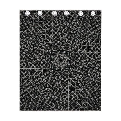 Black And White Kaleidoscope Print Curtain