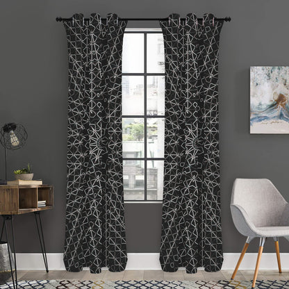 Black And White Kaleidoscope Print Curtain