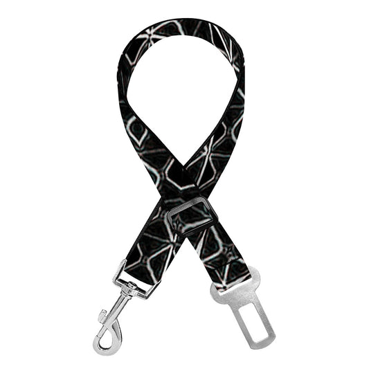 Black And White Kaleidoscope Print Dog Seat Belt