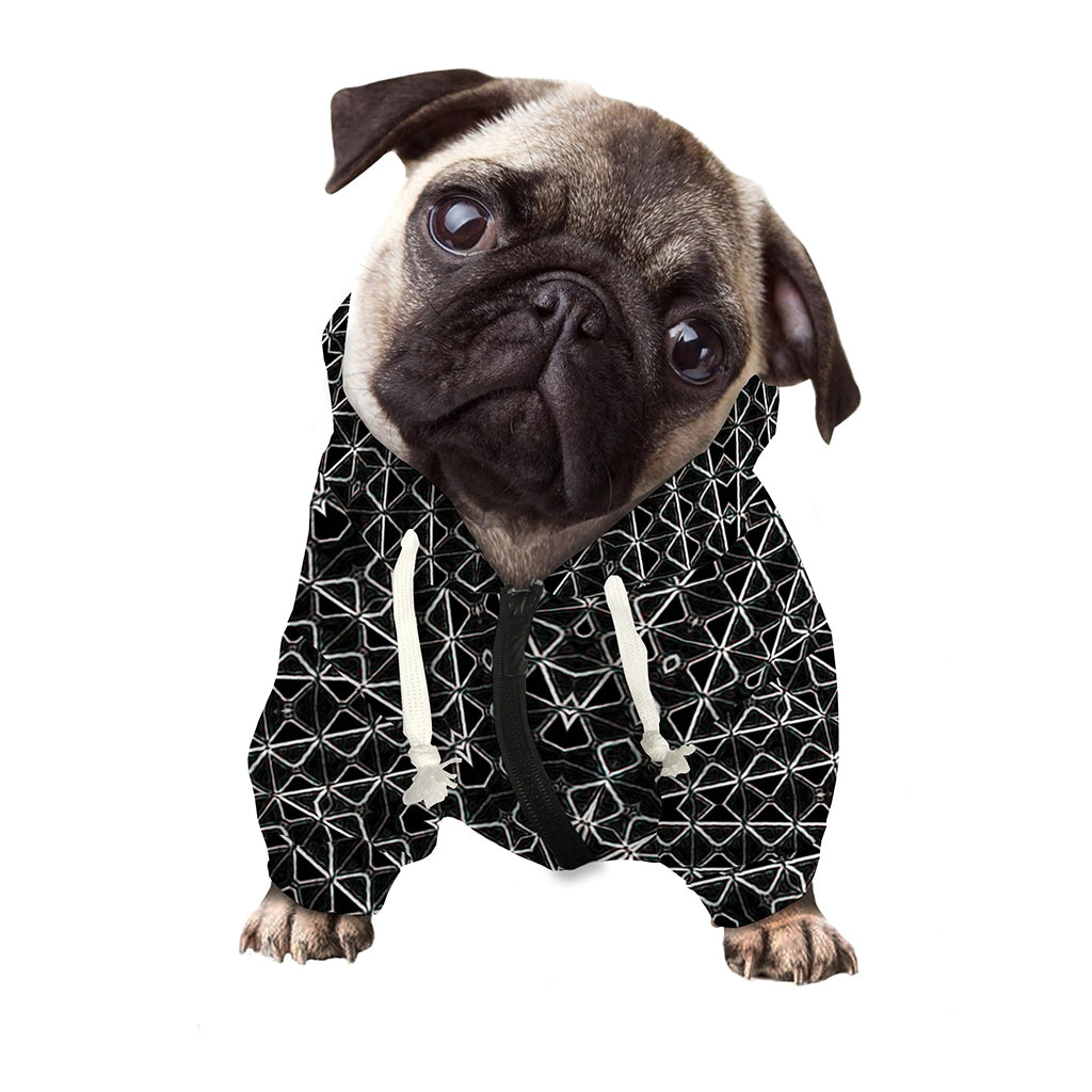 Black And White Kaleidoscope Print Dog Zip Up Hoodie