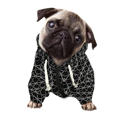 Black And White Kaleidoscope Print Dog Zip Up Hoodie