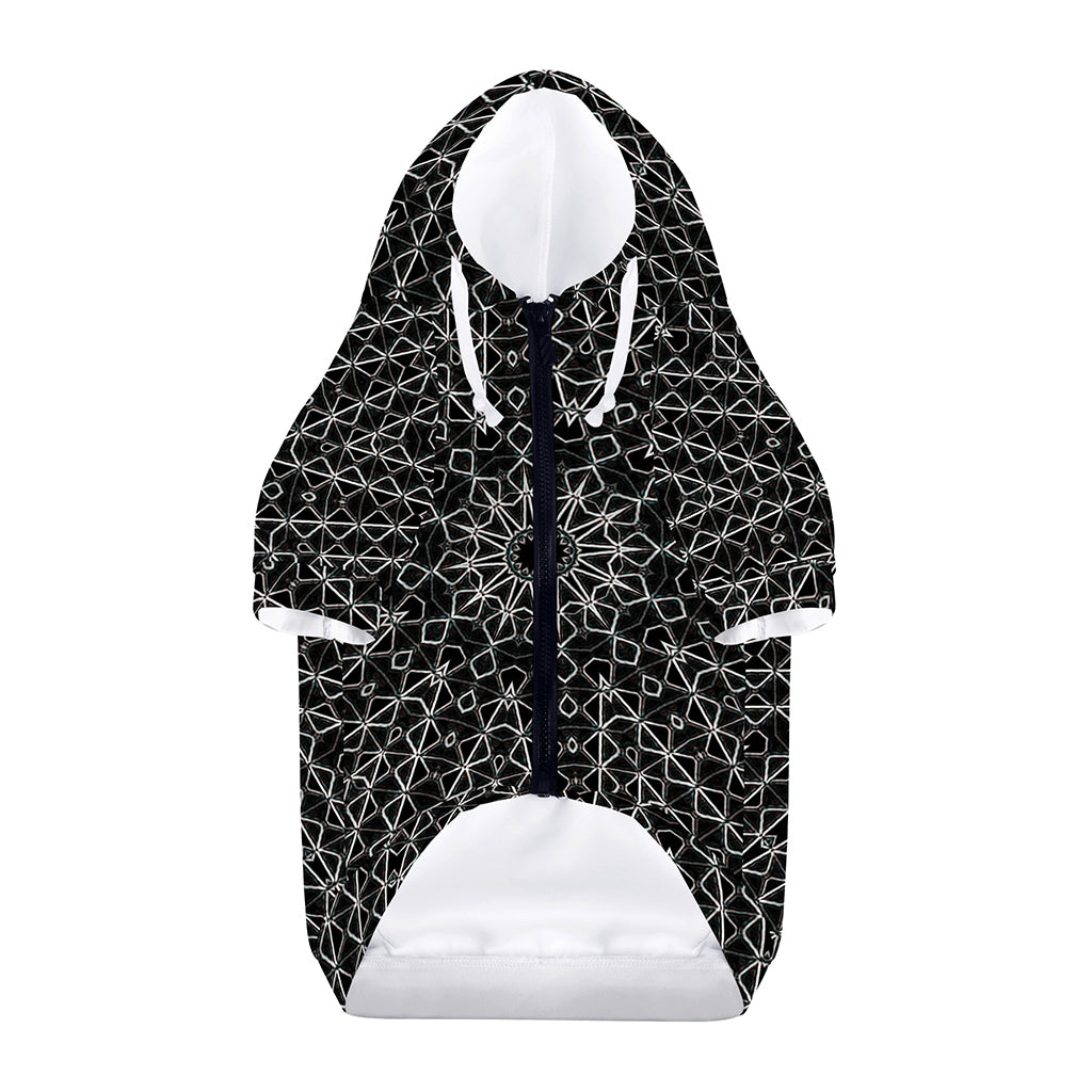 Black And White Kaleidoscope Print Dog Zip Up Hoodie