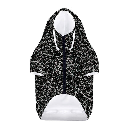 Black And White Kaleidoscope Print Dog Zip Up Hoodie